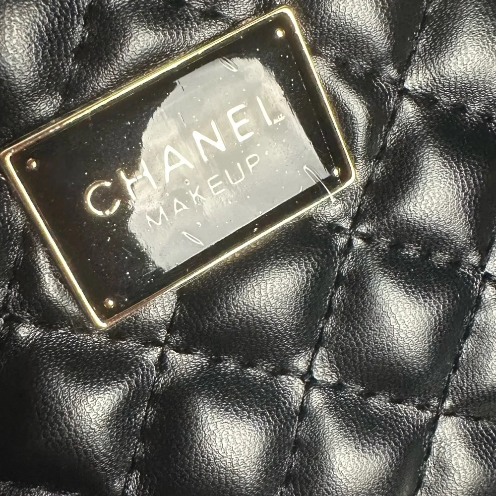 CHANEL Black Quilted Makeup Pouch with Gold Logo - Picture 8 of 9